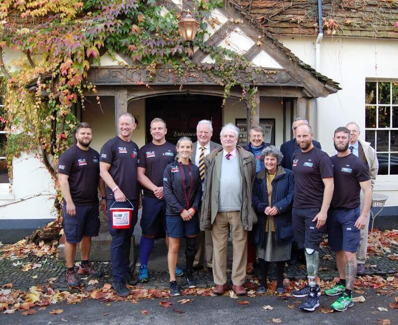 The Lord-Lieutenant and Viscountess De L'Isle in Penshurst village, pictured centre with walkers, joined by Lieutenancy supporters.