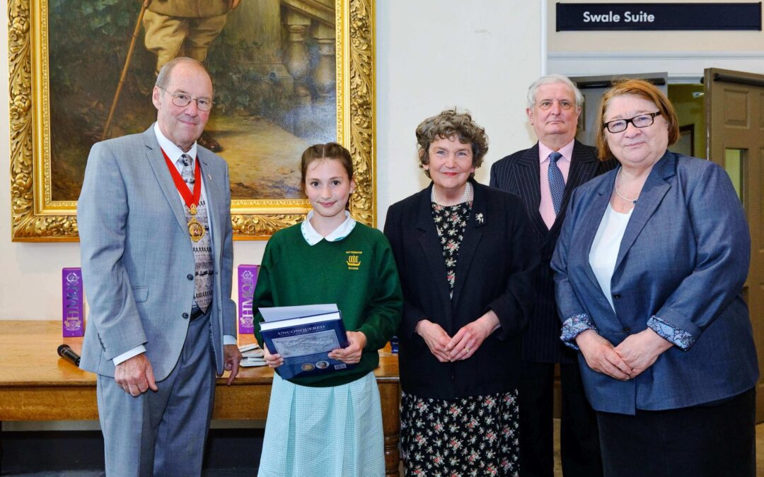 From left to right: Chairman of KCC, Mr Tom Gates; 1st prizewinner Abi, from Wittersham Primary School; Viscountess De L'Isle, The Lord-Lieutenant of Kent, Viscount De L'Isle and Rosemary Shrager. (c) Dave Cosens.