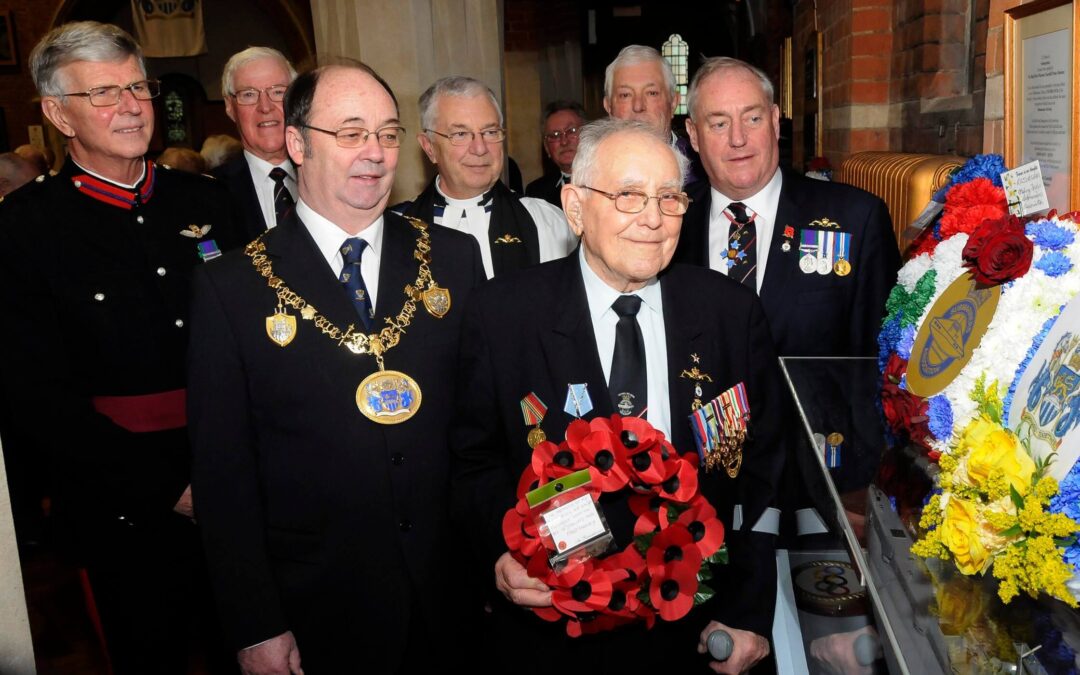 Last surviving crew member of the Truculent disaster Fred Henly, 91, with other dignitaries who were at the 65th Memorial Service,and left is Brigadier (Retd) John Meardon DL. (c) Barry Duffield.
