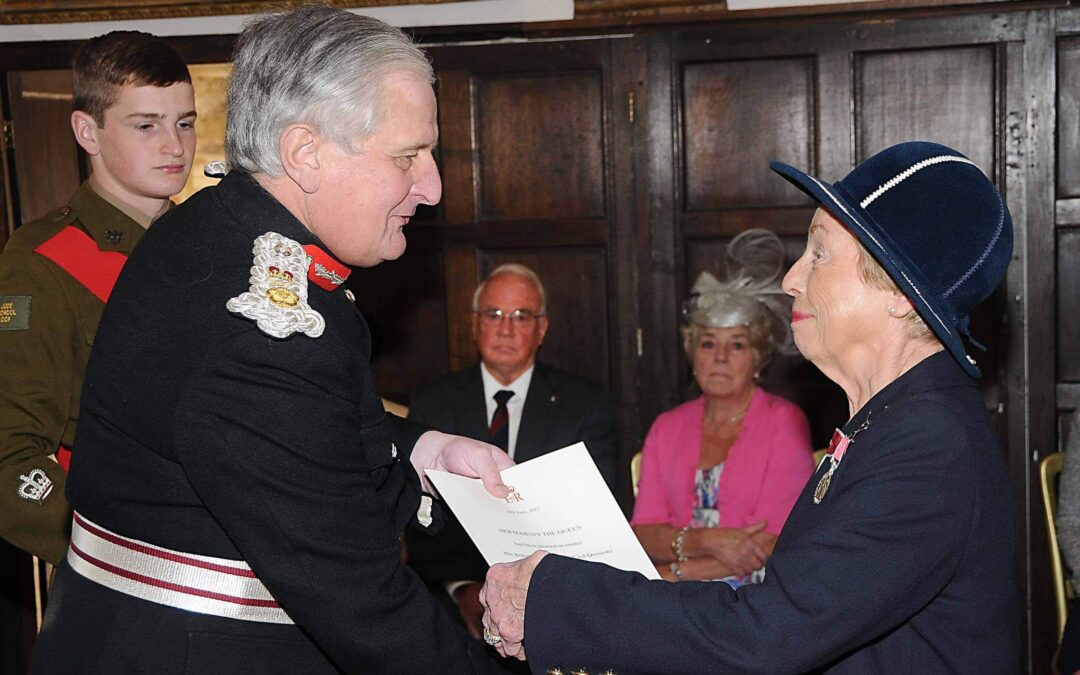 Mrs Heather Clemence receiving her British Empire Medal