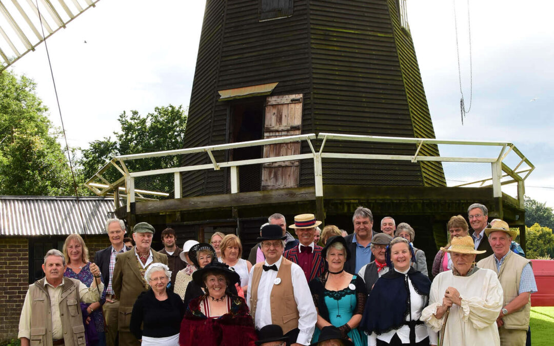 Windmill and Museum Trustees and supporters, many in Victorian costume, beside the 150-year-old mill after the official opening of the museum. (c)Barry Duffield.
