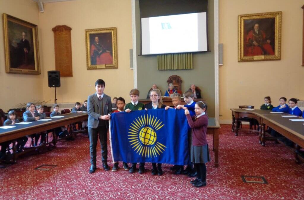 Children representing 7 different schools celebrating the Fly a flag for Commonwealth Day event held in Tunbridge Wells. (c) Jerry Edey.